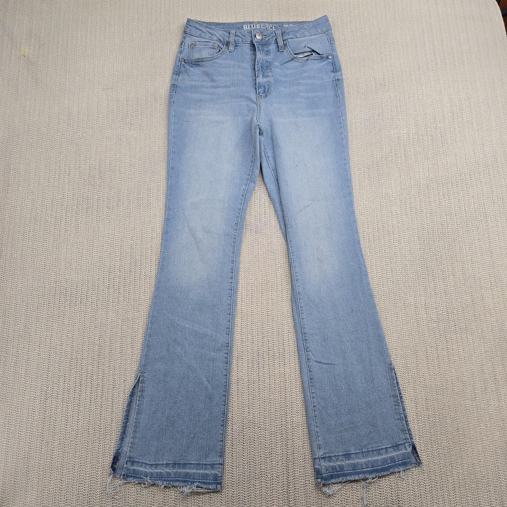 Blue Spice Jeans Womens 7 Light Wash High Waist Boot Cut Distressed Frayed Hem